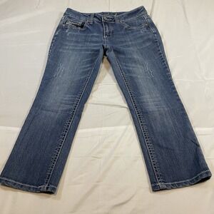 ND Weekend Womens Size 6 Denim Capri Jeans Medium Wash Embellished Pockets Blue